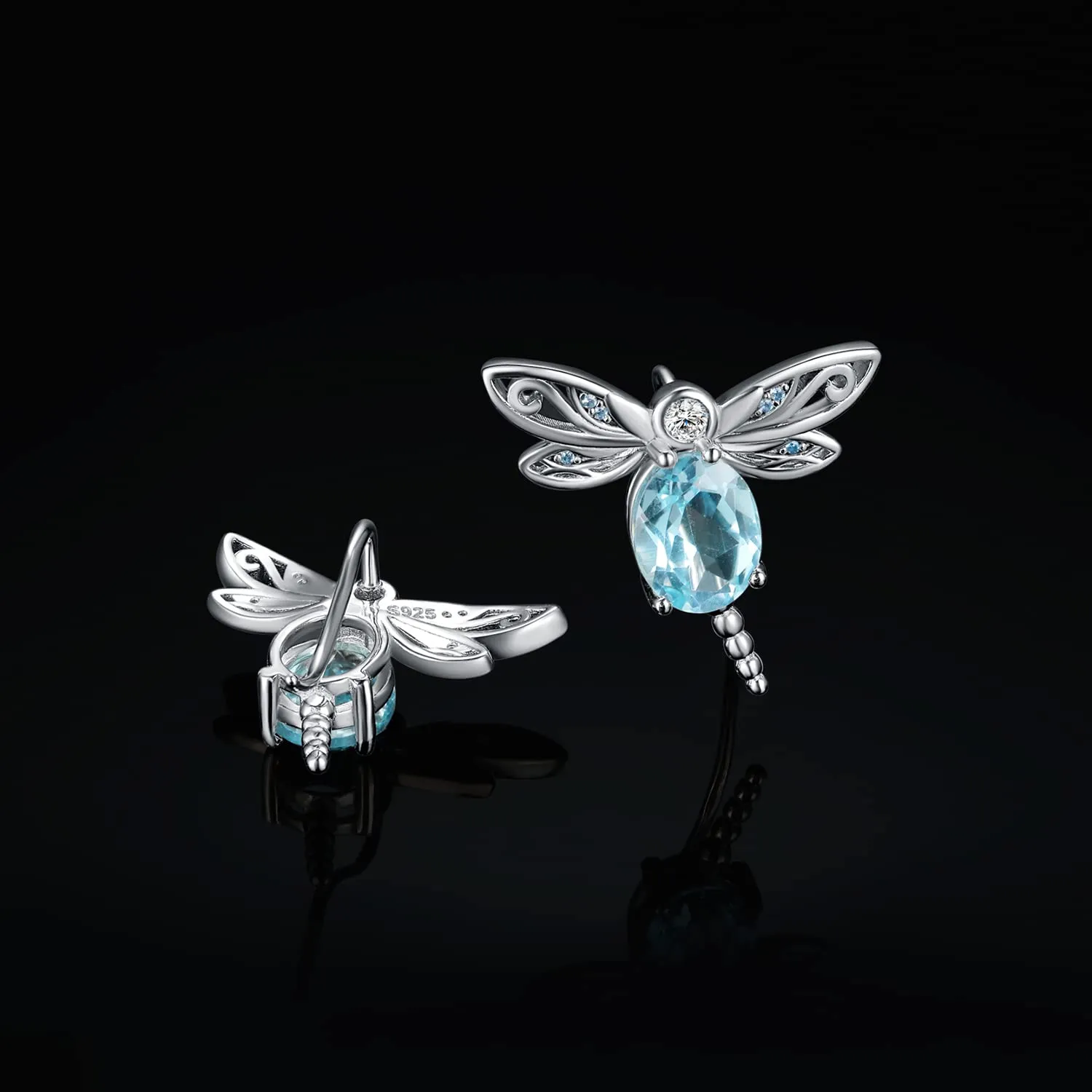 JewelryPalace Libellula 4.7ct orecchini lobo topazio azzurro