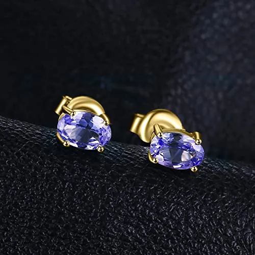 JewelryPalace 1ct Tanzanite Orecchini a Bottone Oro pietra ovale