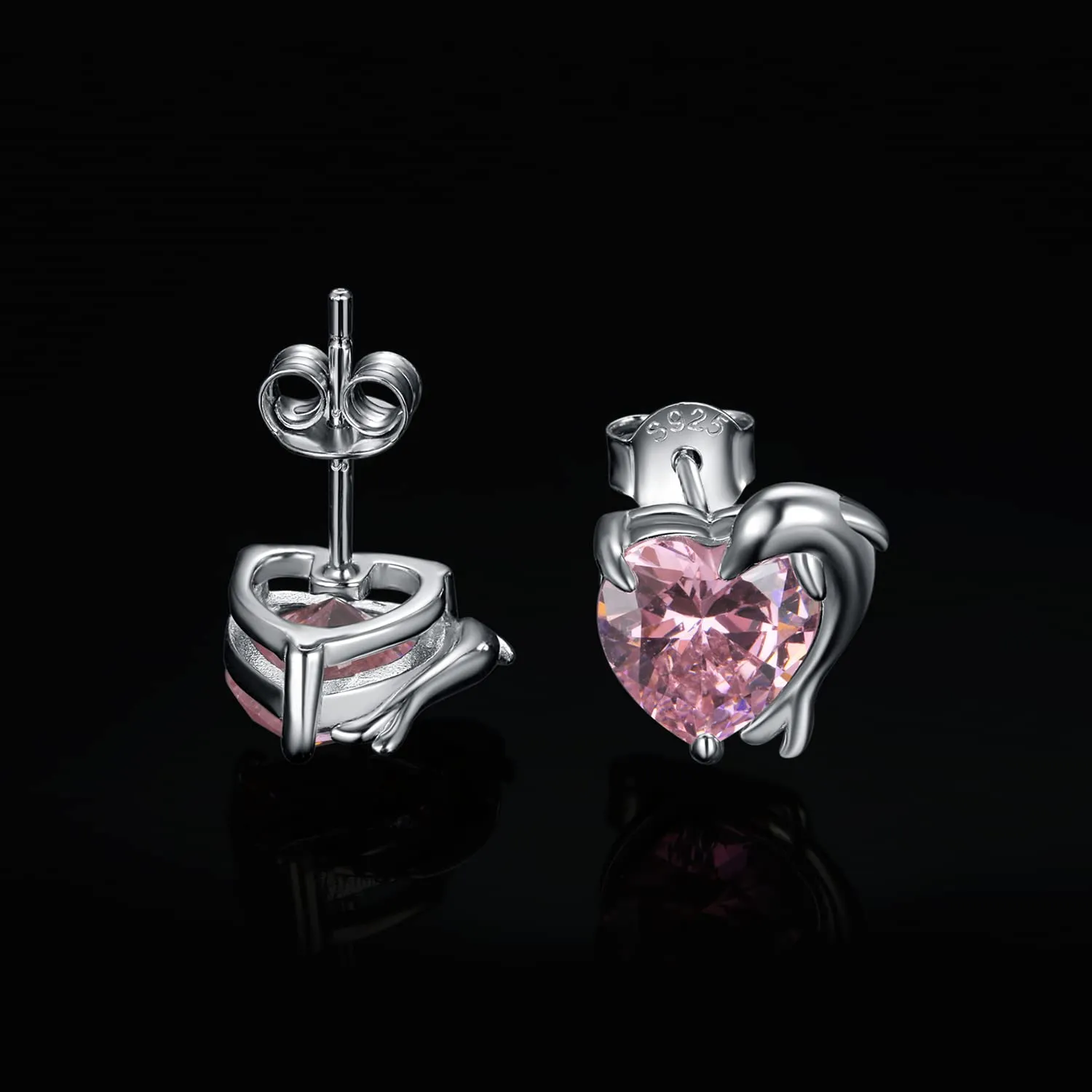 JewelryPalace Delfino 5.8ct orecchini cuore rosa argento