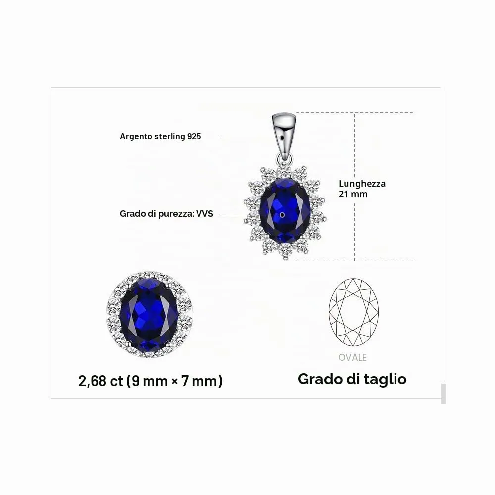 JewelryPalace Kate Middleton 08101 collana zaffiro argento