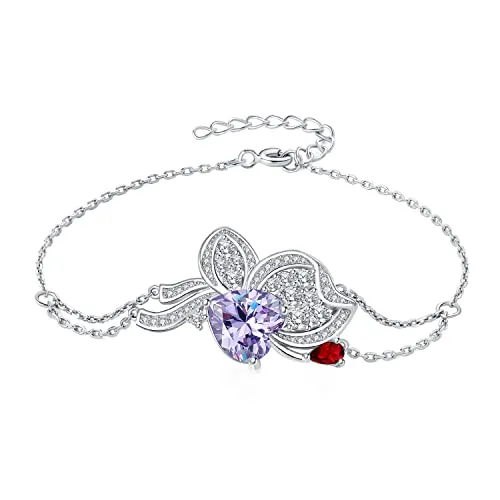 JewelryPalace Farfalla Cuore bracciale argento zirconia viola 8,1ct