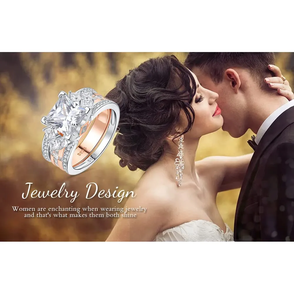 JewelryPalace Classico 3ct Principessa anello oro rosa zirconia