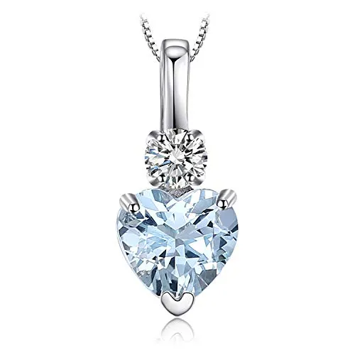JewelryPalace 0.8ct collana cuore acquamarina argento 925 tre ori