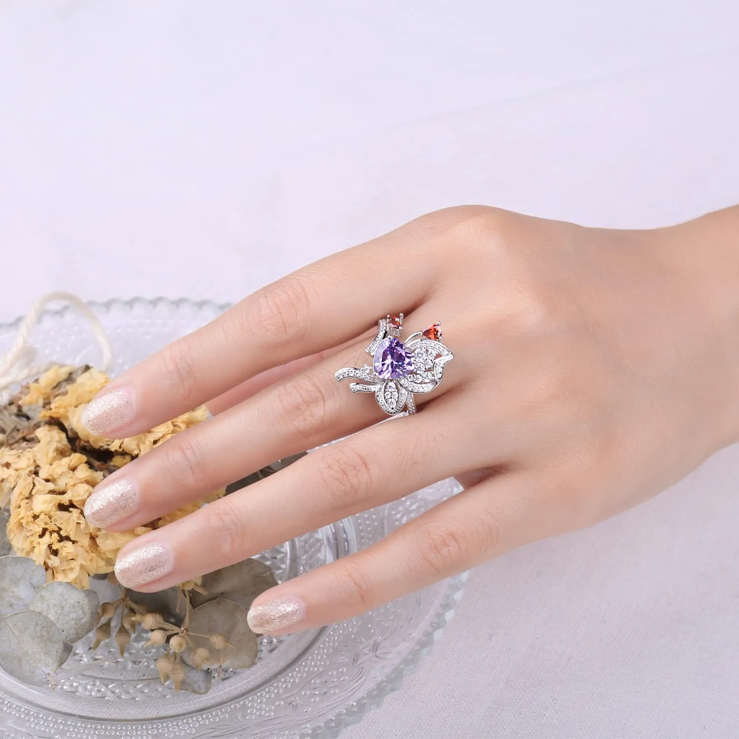 JewelryPalace 4.5ct Farfalla anello argento zirconia viola