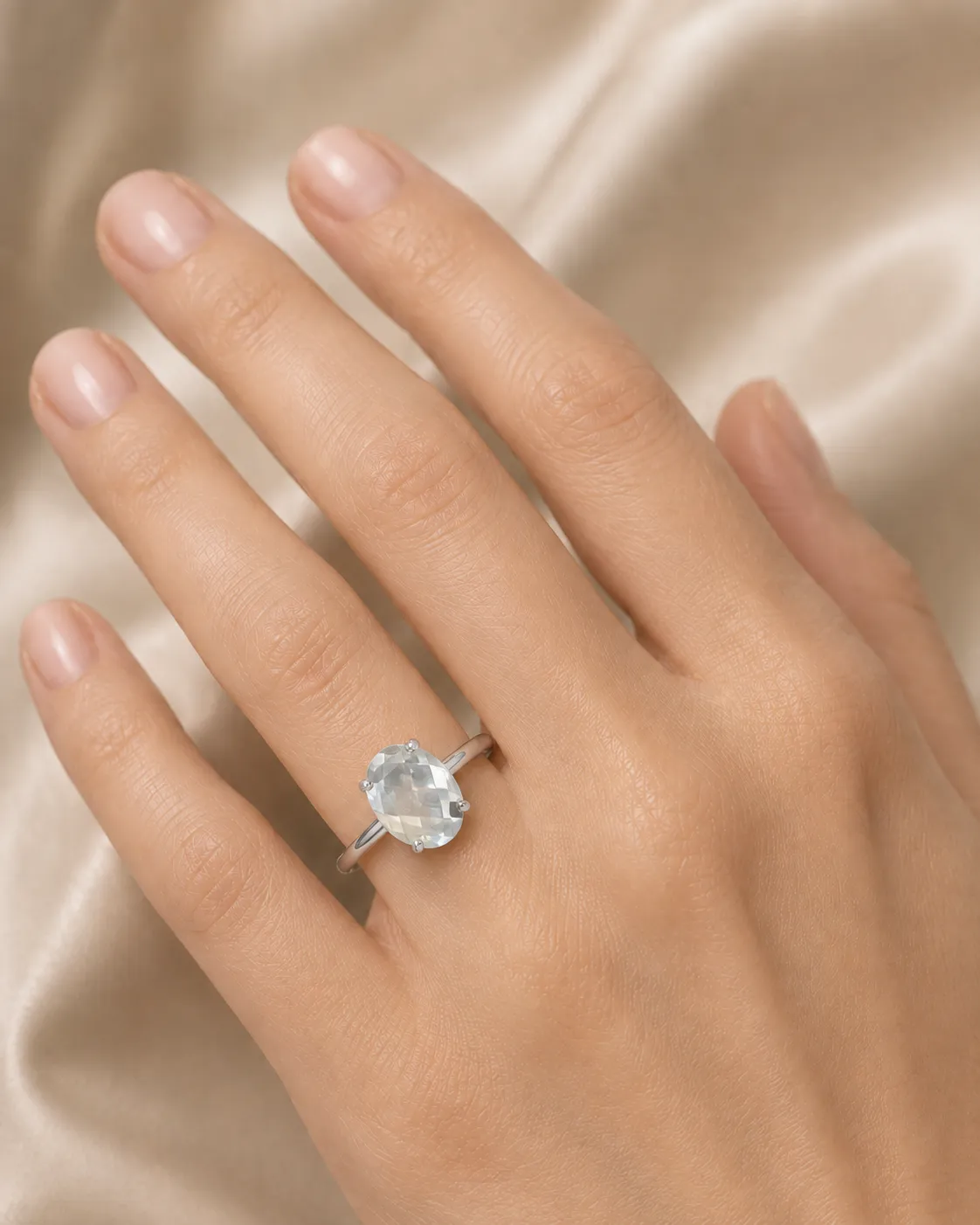 Victoria Jane Looking Glass anello argento acquamarina