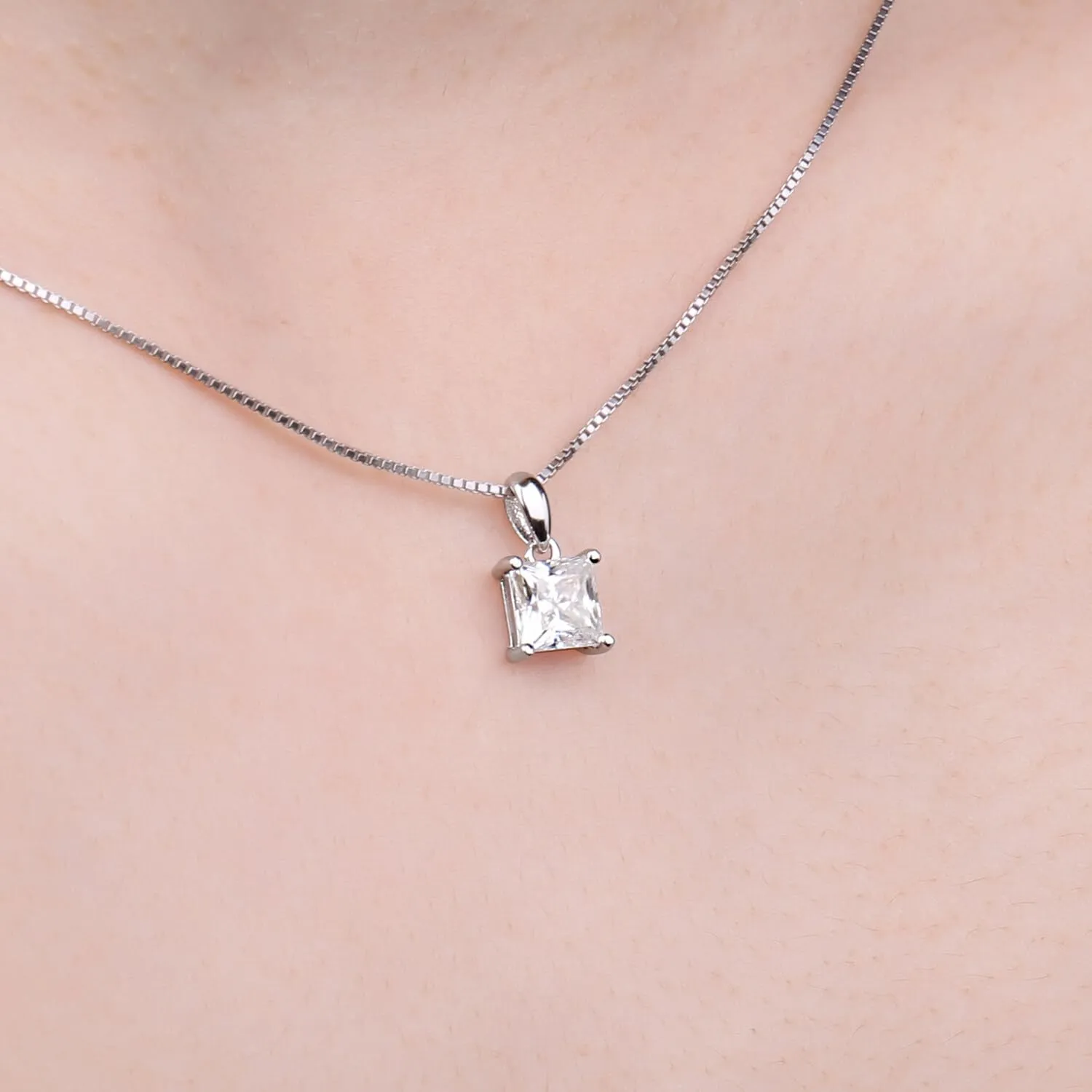 JewelryPalace Solitario collana argento 925 zirconia 45 cm