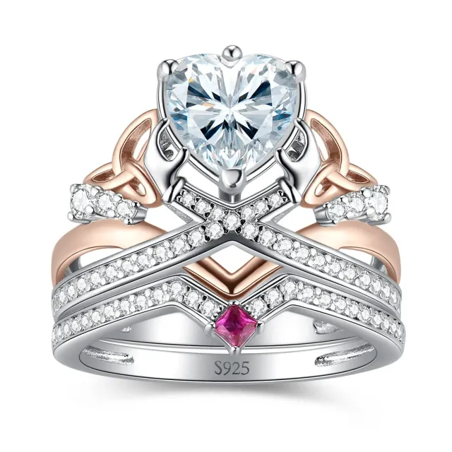 JewelryPalace Cuore Puzzle anello argento oro rosa zirconia