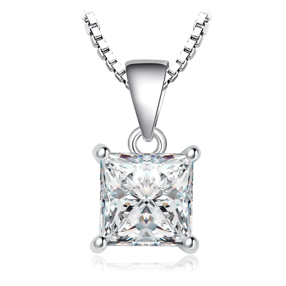 JewelryPalace Solitario 1ct collana zirconia argento