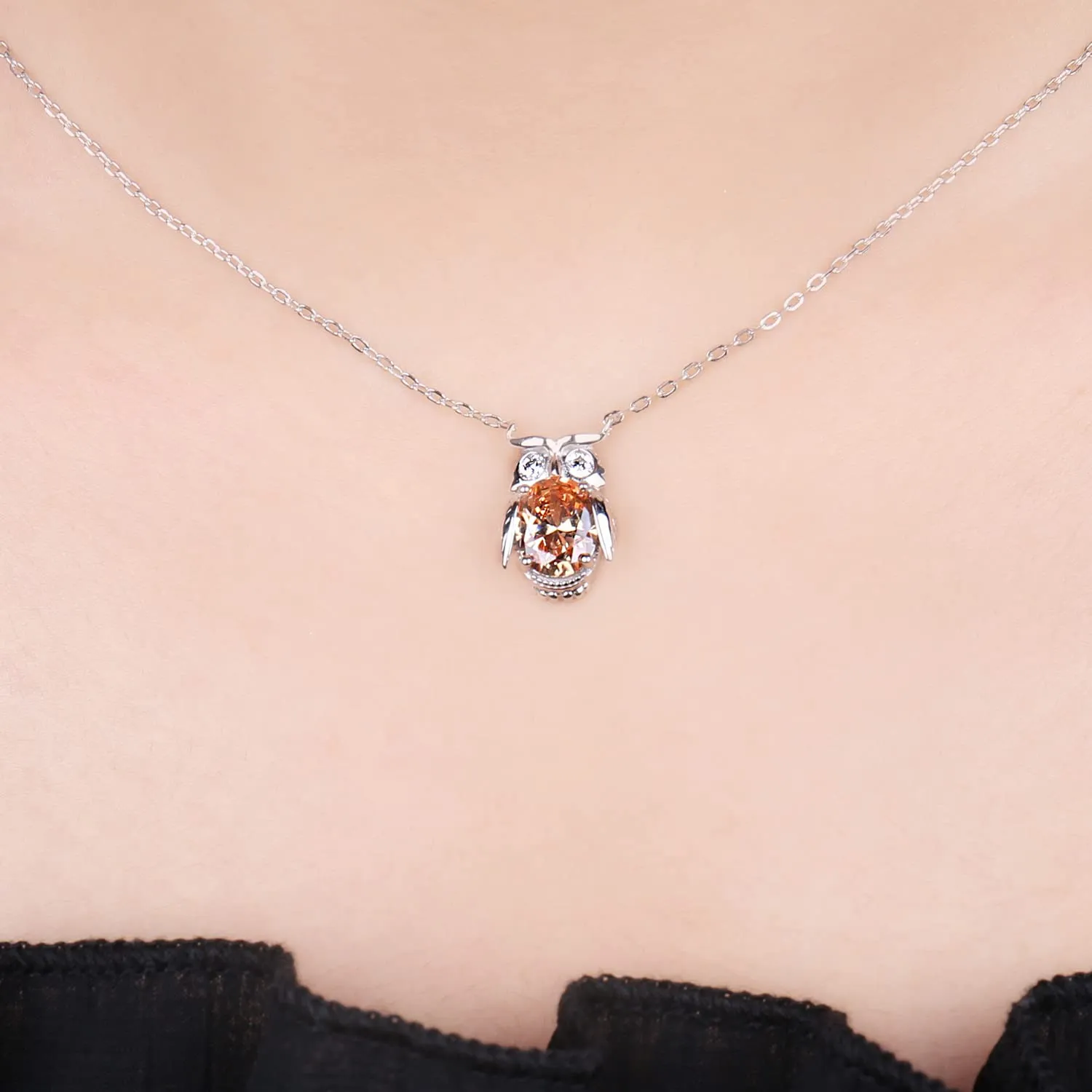 JewelryPalace 3.3ct Gufo collana argento 925 catena 45cm