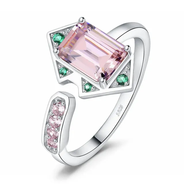 JewelryPalace Art Deco anello argento zirconia rosa regolabile