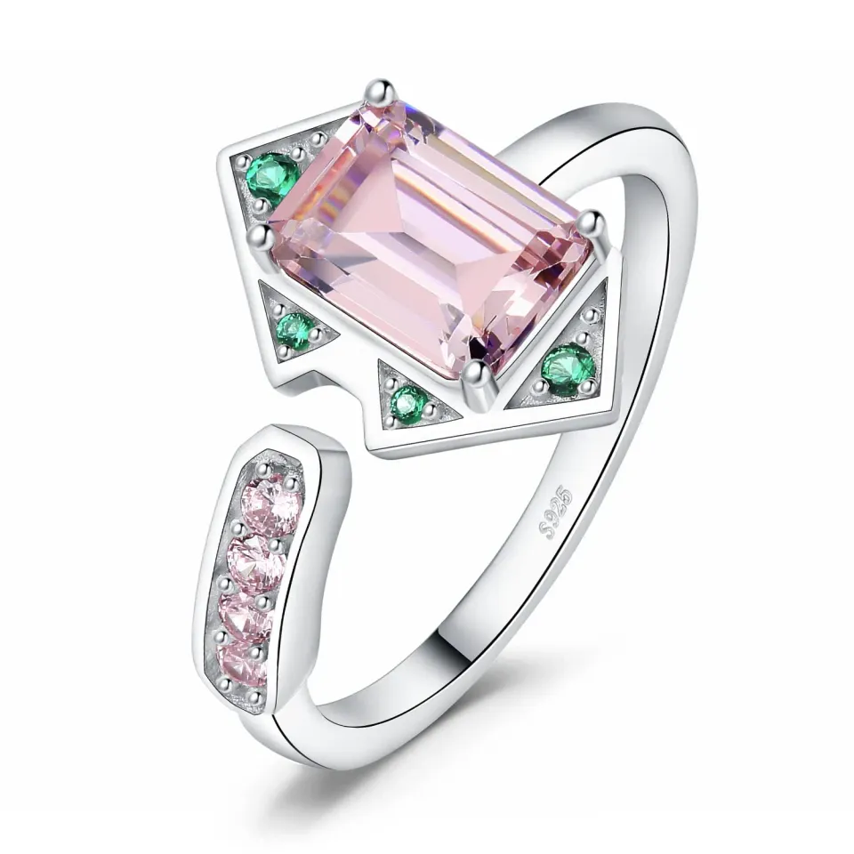 JewelryPalace Art Deco anello argento zirconia rosa regolabile