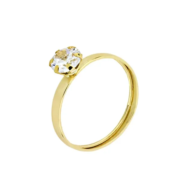 Gioielli Celiento Solitario 6 Griffe Anello Oro Giallo Zirconi