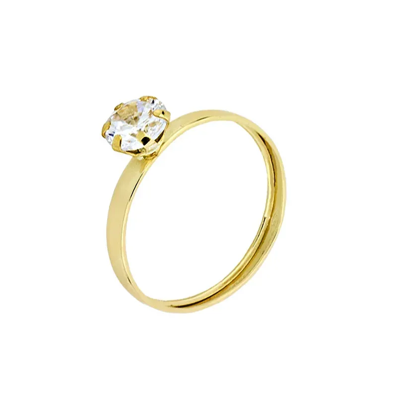 Gioielli Celiento Solitario 6 Griffe Anello Oro Giallo Zirconi