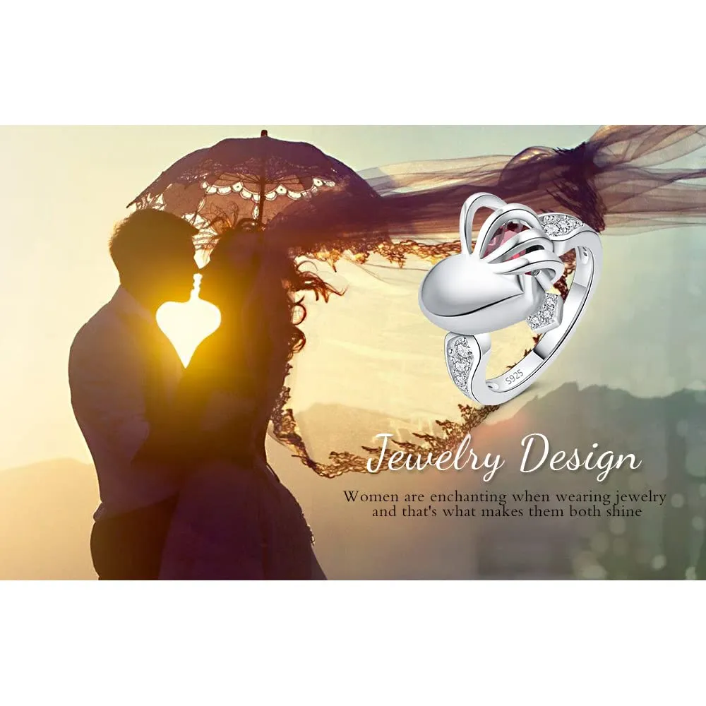 JewelryPalace Cuore Granato anello argento pietra rossa