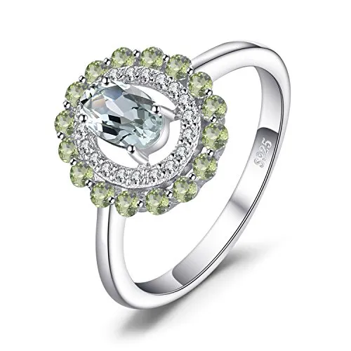 JewelryPalace Halo Anello Ovale Peridoto Verde Argento