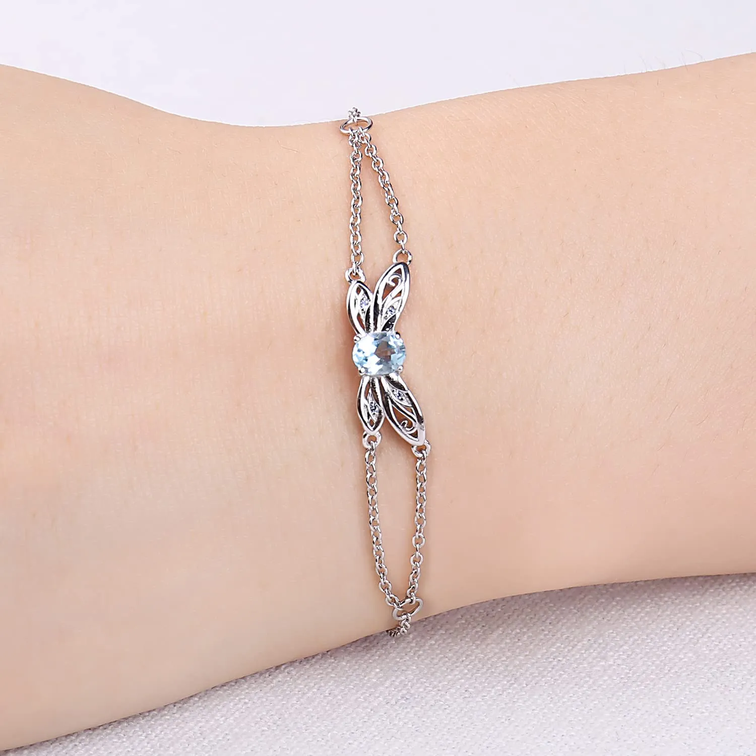 JewelryPalace Libellula bracciale argento 925 topazio azzurro