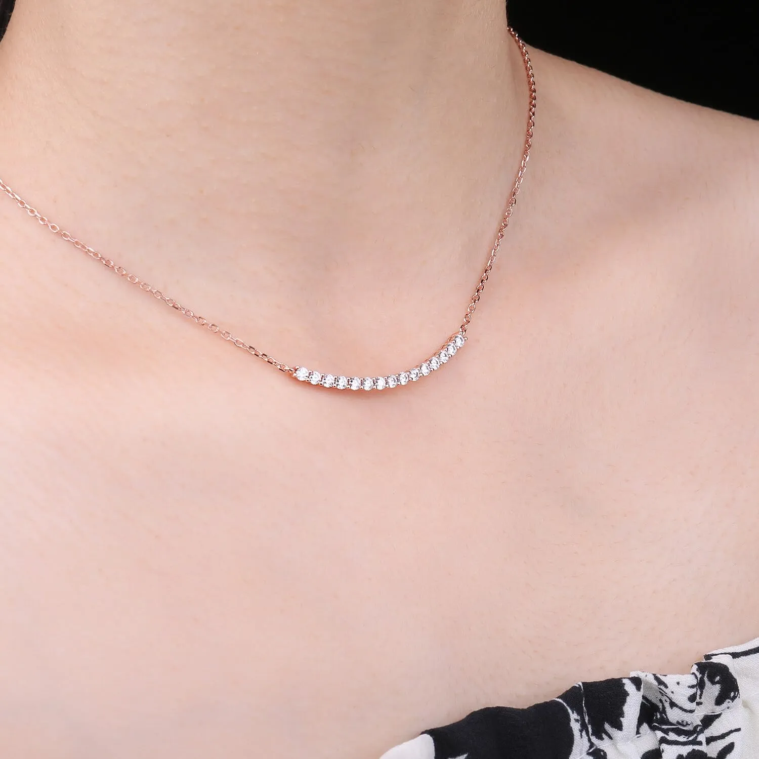 JewelryPalace Collana Argento 925 Moissanite 45cm Taglio Rotondo