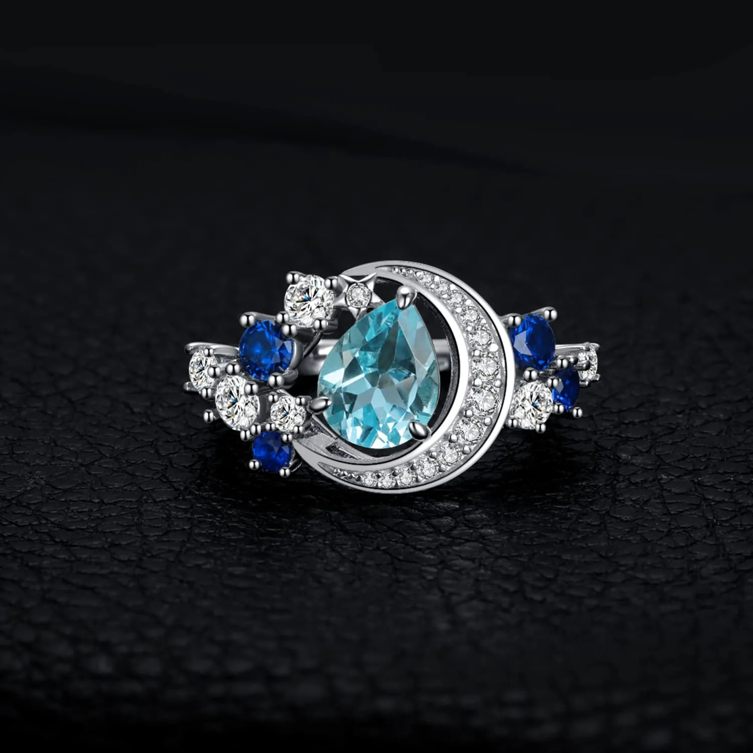 JewelryPalace Luna e Stella 2.2ct anello argento 14.5 topazio blu