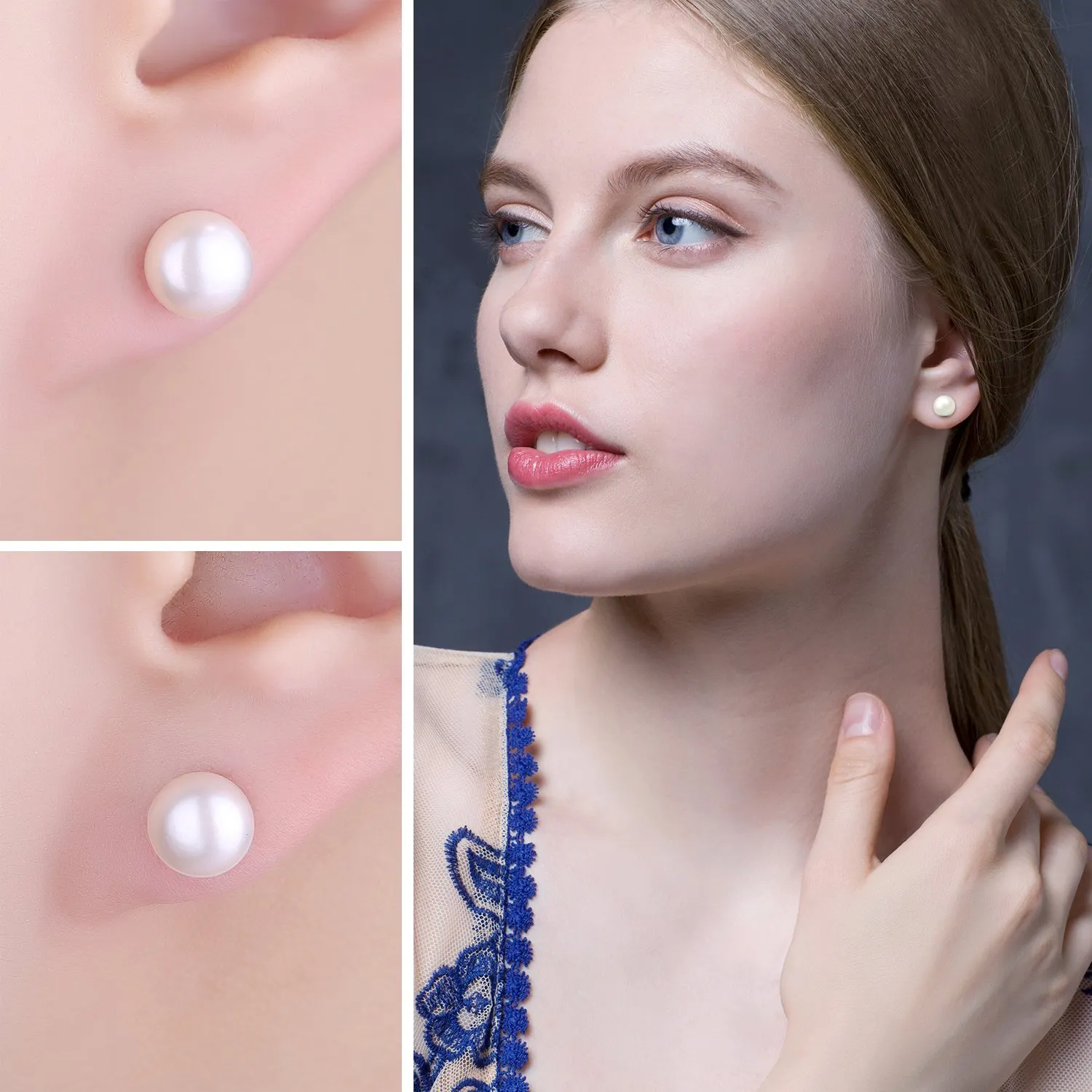 JewelryPalace Perle 6-10mm orecchini argento acqua dolce