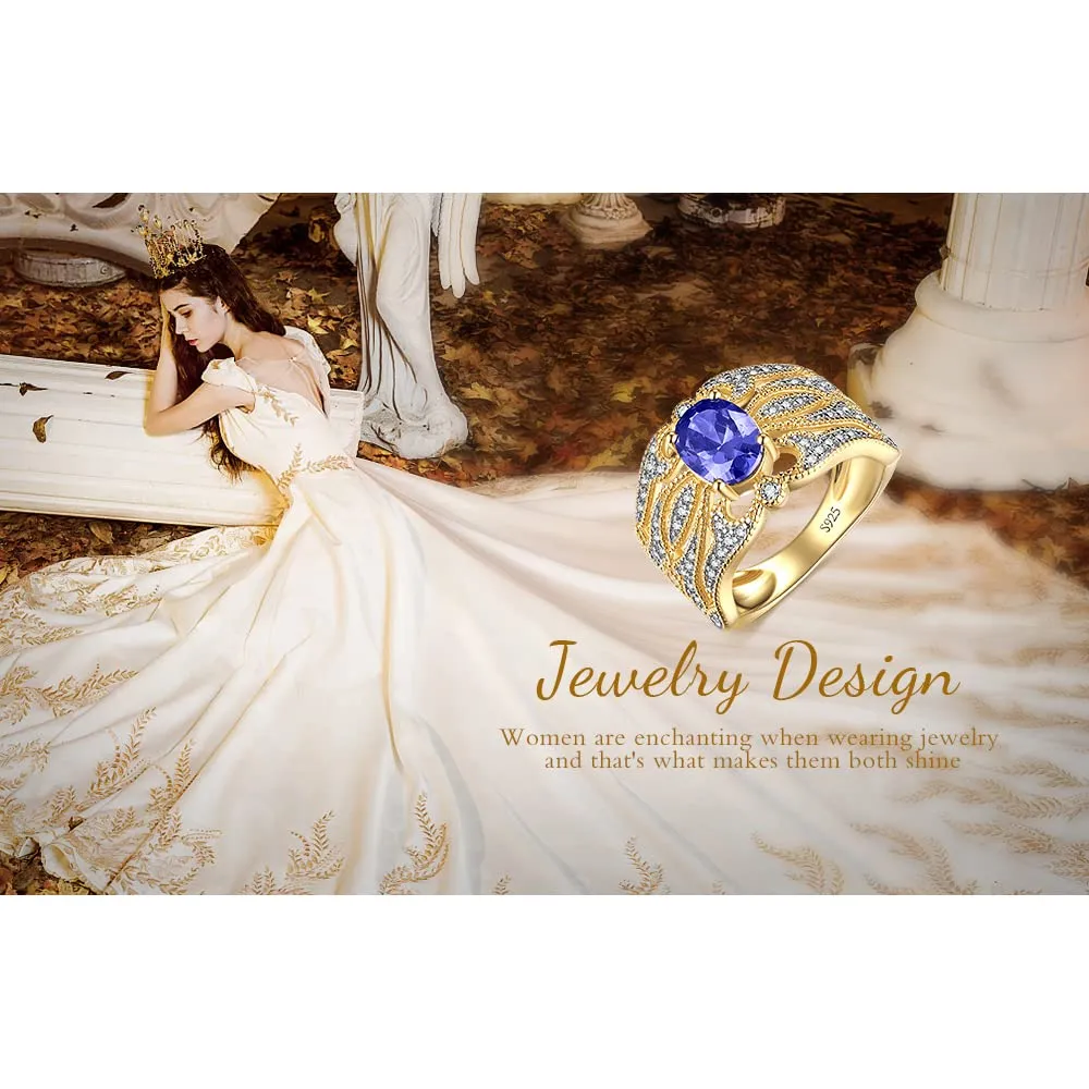 JewelryPalace Vintage Infinito Anello Zaffiro Blu Onda