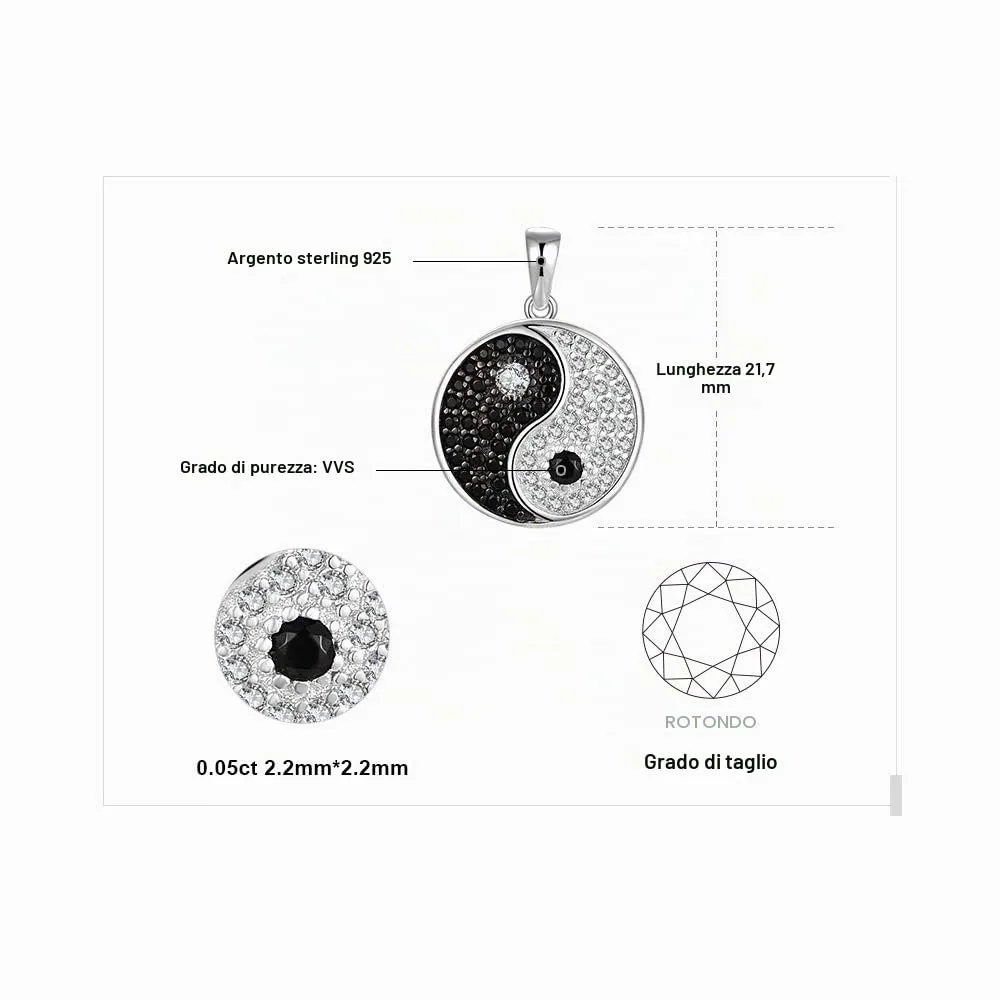 JewelryPalace Yin Yang collana argento spinello nero 45cm