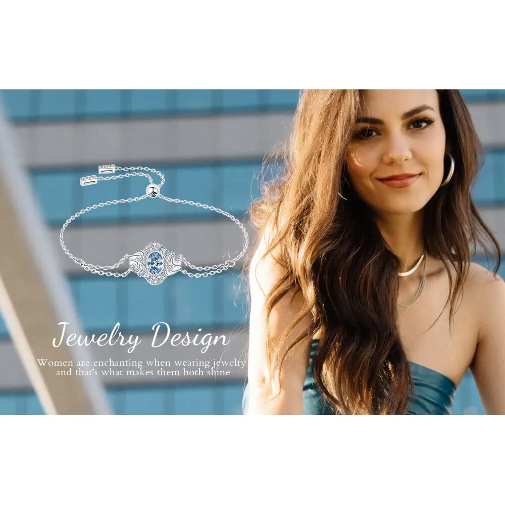 JewelryPalace Onda Mare 0.6ct bracciale argento zirconia azzurra