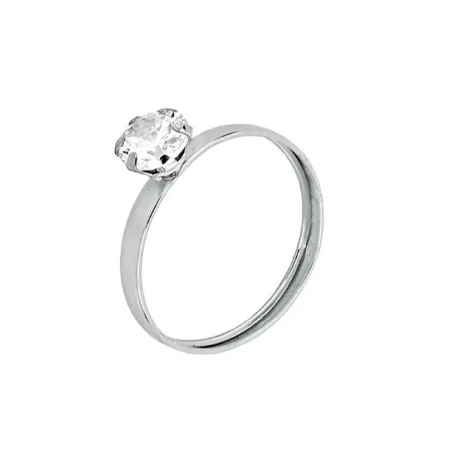 Gioielli Celiento Solitario 6 Griffe anello oro bianco 18kt zirconi