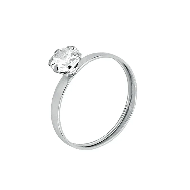 Gioielli Celiento Solitario 6 Griffe anello oro bianco 18kt zirconi