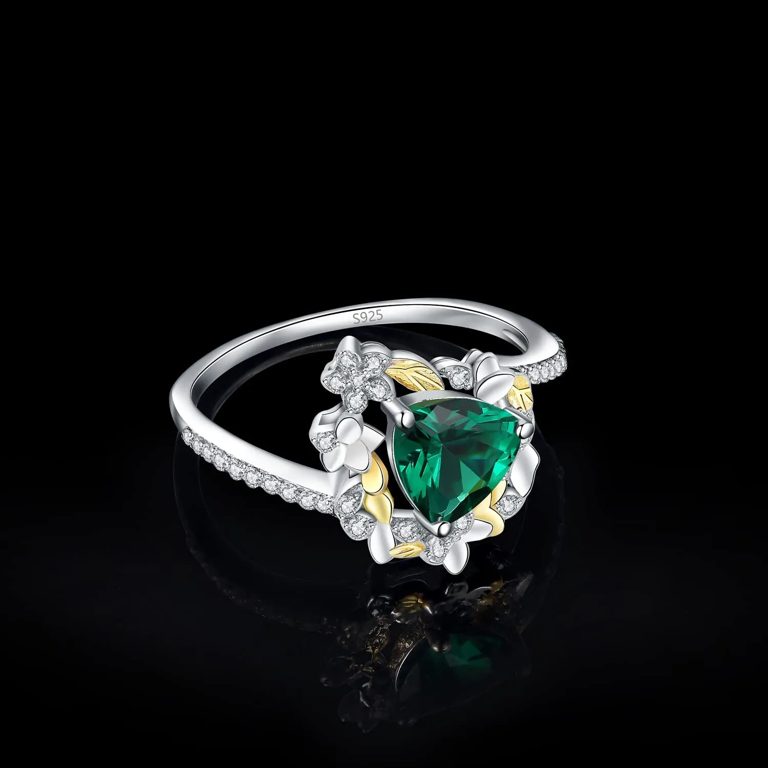JewelryPalace 1.5ct Anello Argento 925 Smeraldo Verde Triangolo