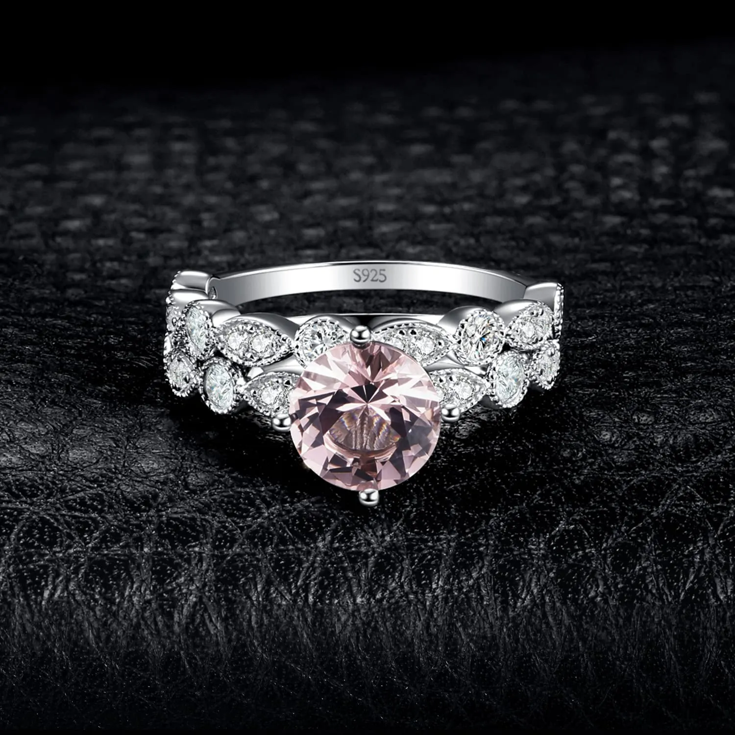 JewelryPalace Vintage Halo Anello Morganite Pera Oro Rosa