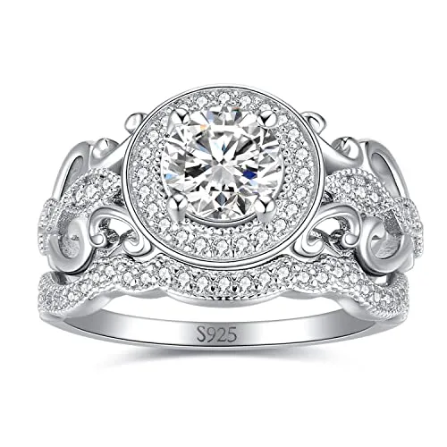 JewelryPalace Vintage Halo Anello Argento Farfalla Zirconia
