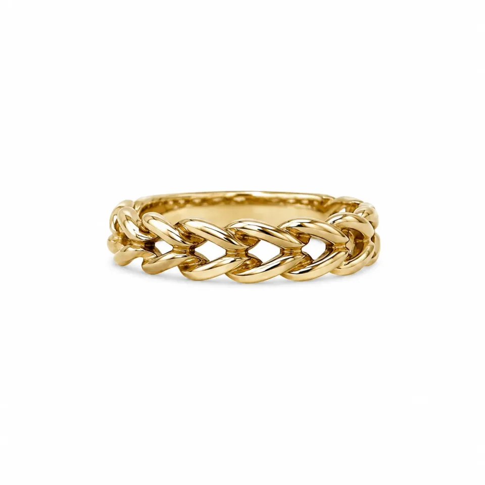 Victoria Jane Interlocking anello oro 9ct intrecciato second-hand