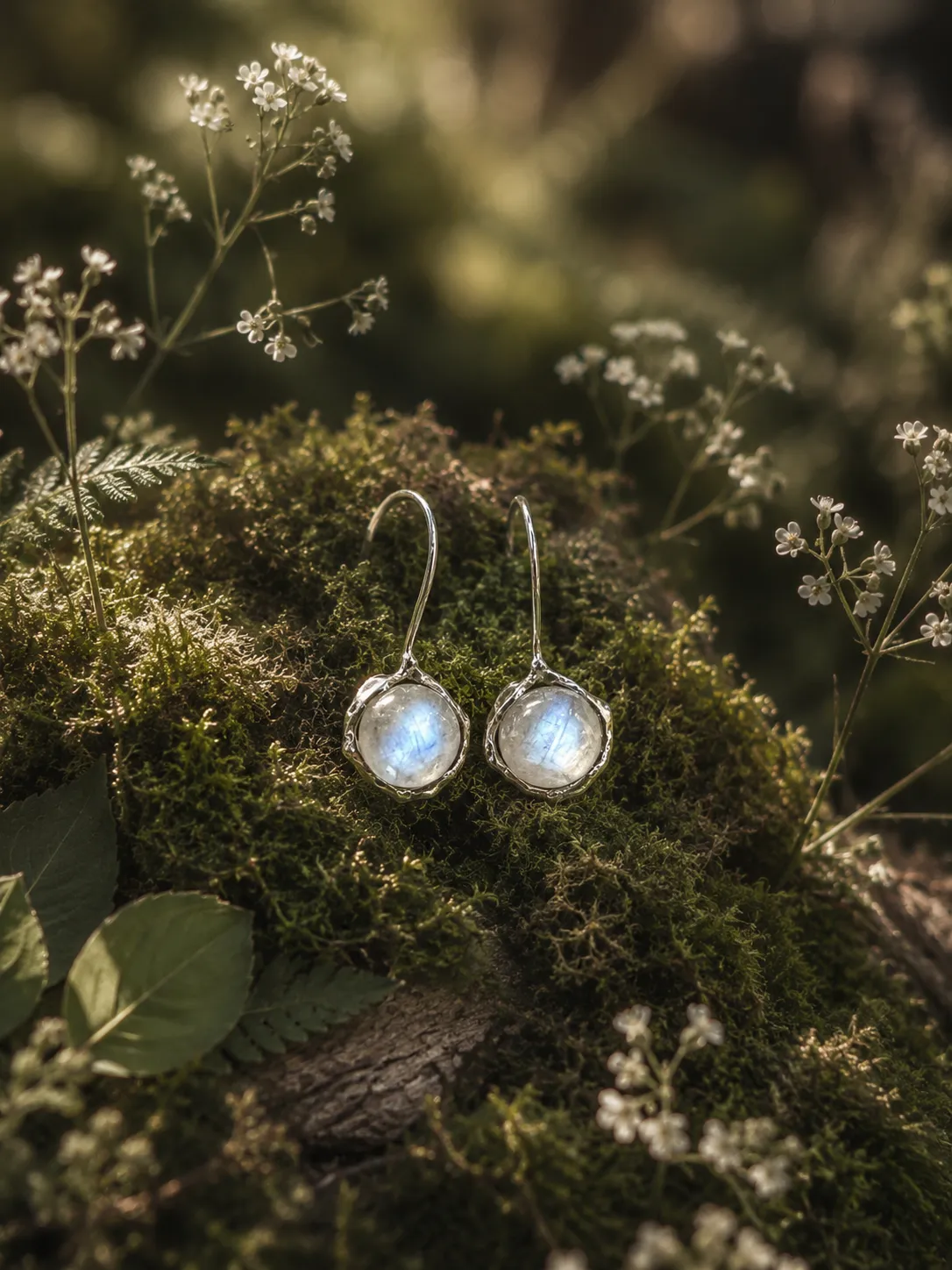 Victoria Jane Blue Moonstone Orb orecchini argento