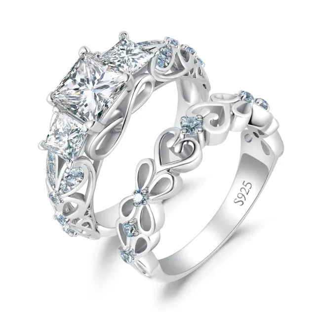 JewelryPalace Vintage Halo Anello Argento Cuore Zirconia