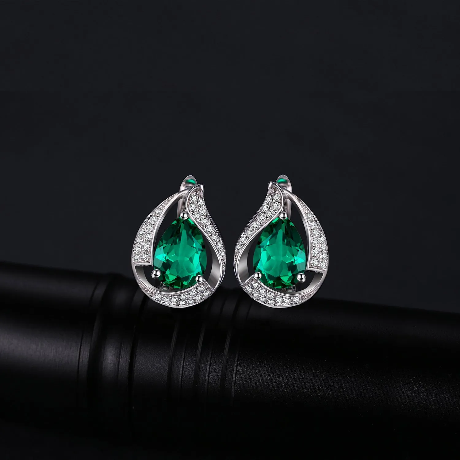 JewelryPalace 3.7ct Pera hoop orecchini argento smeraldo