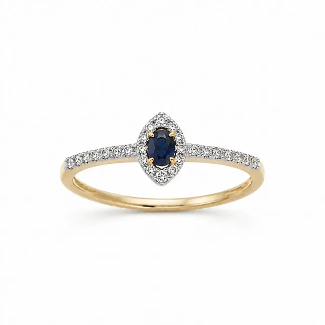 Victoria Jane Royal Marquise anello zaffiro oro 14ct