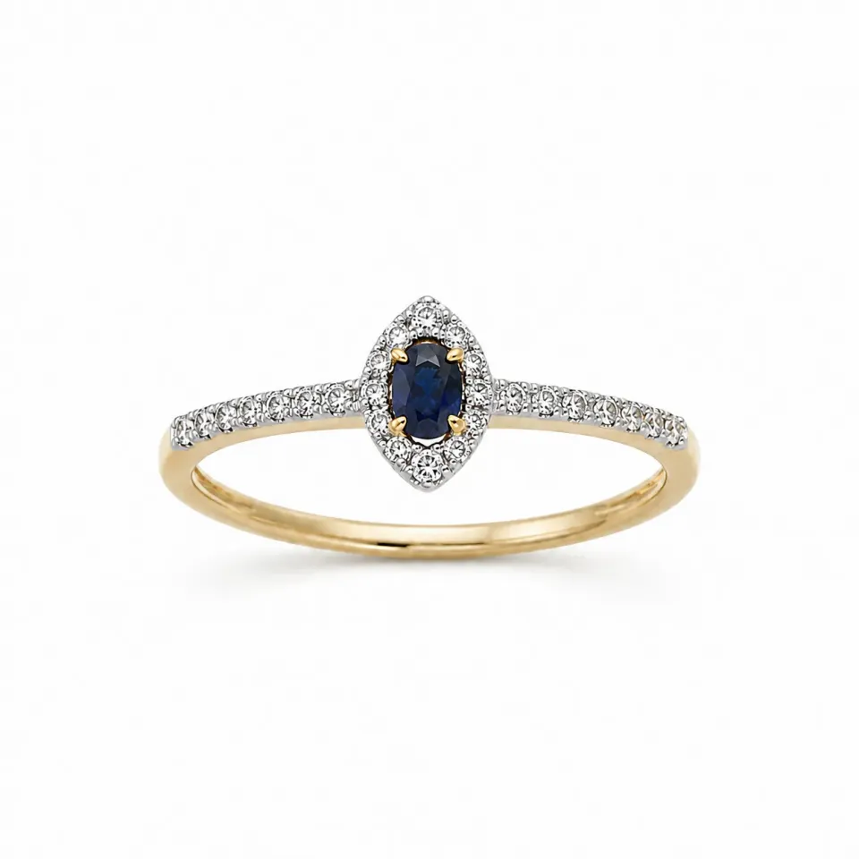 Victoria Jane Royal Marquise anello zaffiro oro 14ct