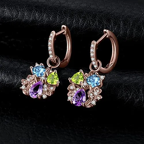 JewelryPalace 2ct Orecchini Pendenti Argento 925 Ametista Viola