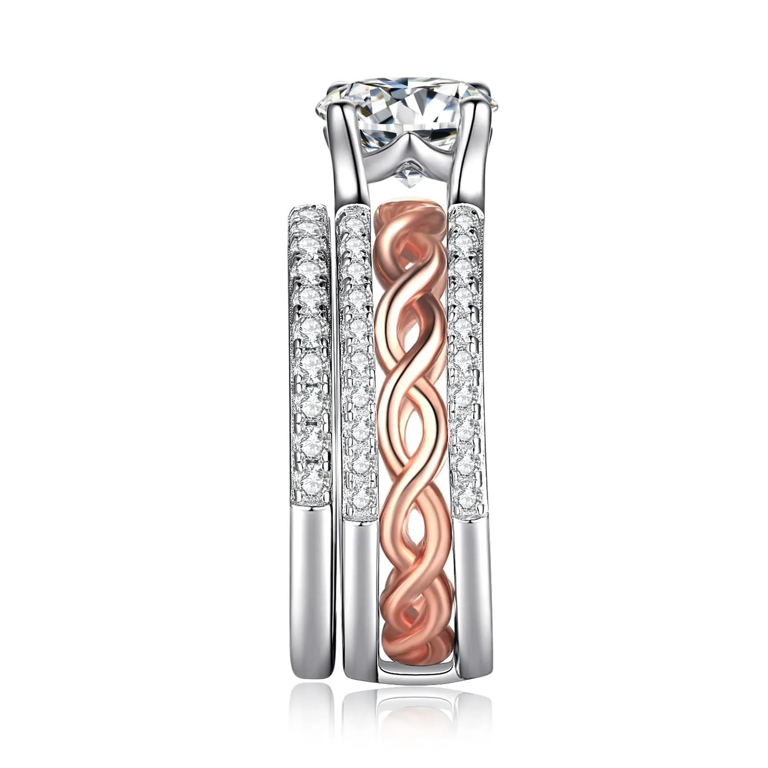 JewelryPalace Infinito Anello Argento 925 Moissanite Oro Rosa
