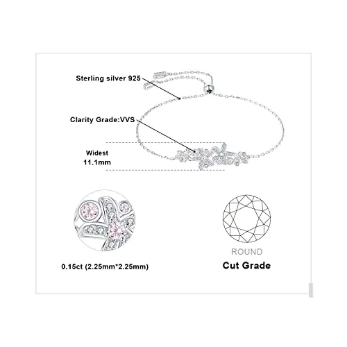 JewelryPalace Fiore Vintage 0.5ct bracciale argento zirconia rosa