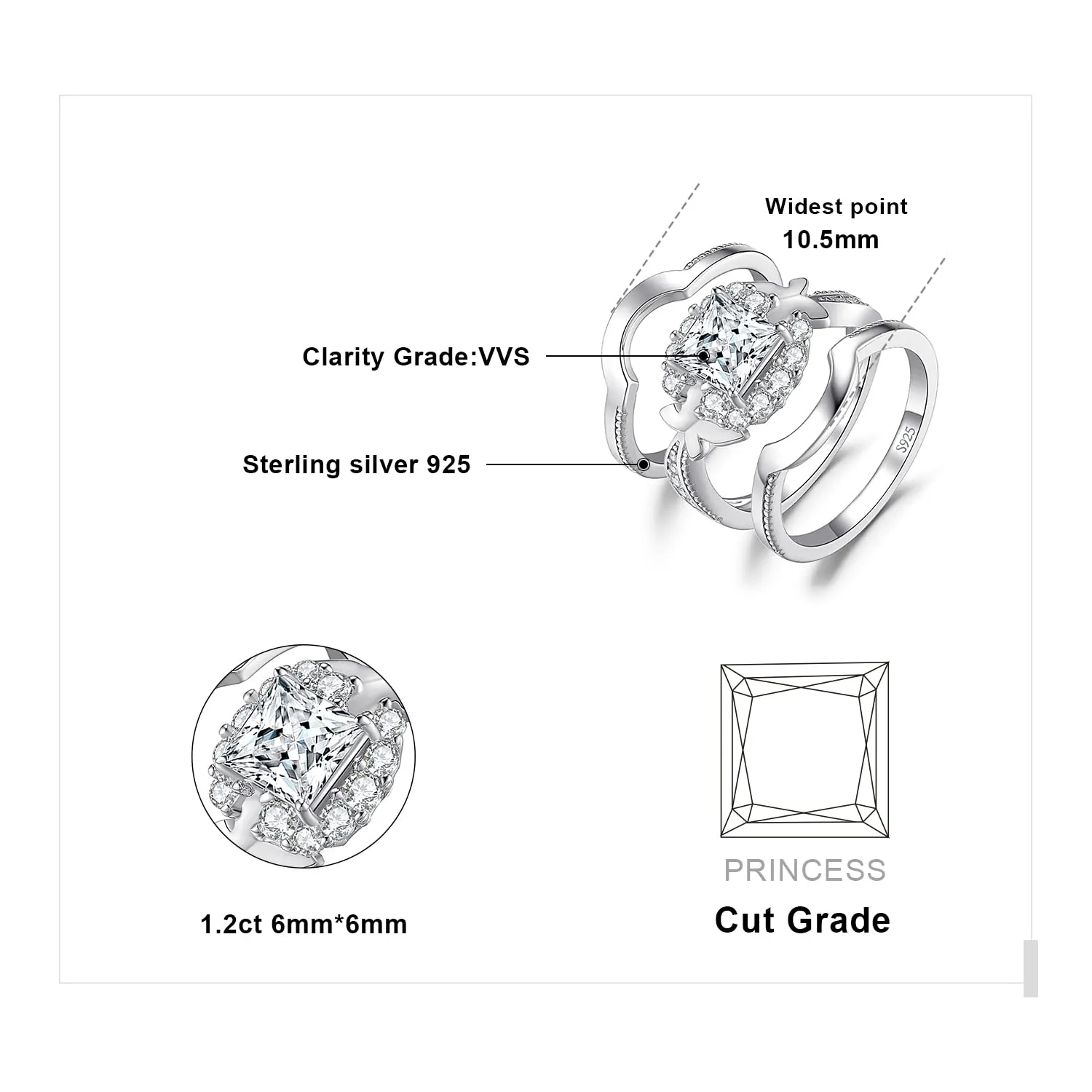 JewelryPalace Vintage Halo Anello Farfalla Argento Zirconia