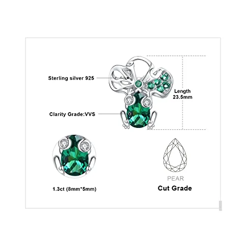 JewelryPalace Orecchini Donna Argento 1.6ct Rana Loto Smeraldo