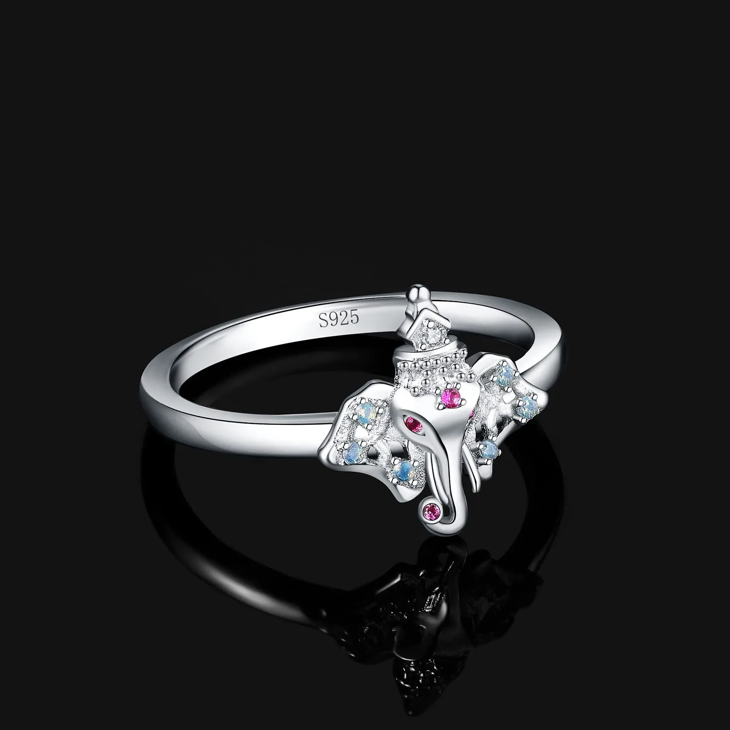 JewelryPalace Elefante 0.06ct Anello Argento Rubino