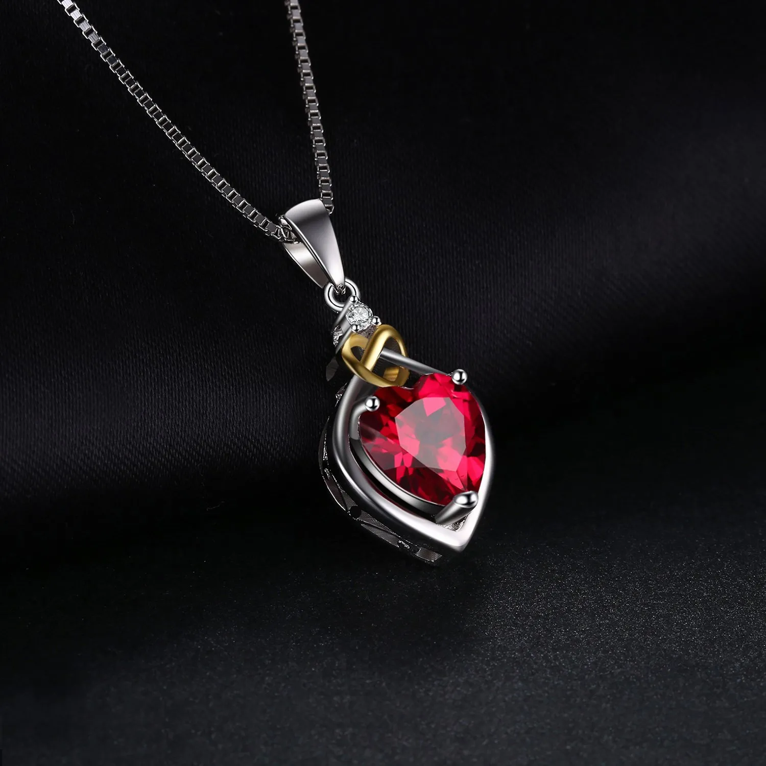 JewelryPalace 2.5ct Rubino Cuore Collana Argento 45cm