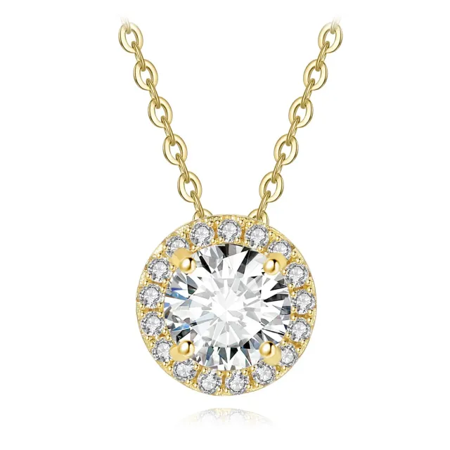 JewelryPalace 1ct Halo collana argento moissanite oro
