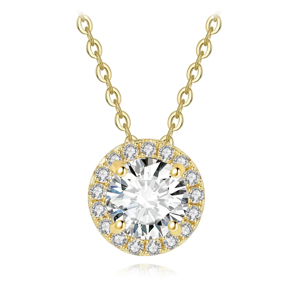 JewelryPalace 1ct Halo collana argento moissanite oro
