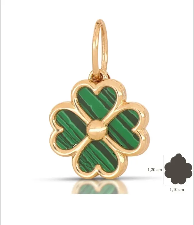 Gioielli Celiento ciondolo quadrifoglio malachite oro 18kt