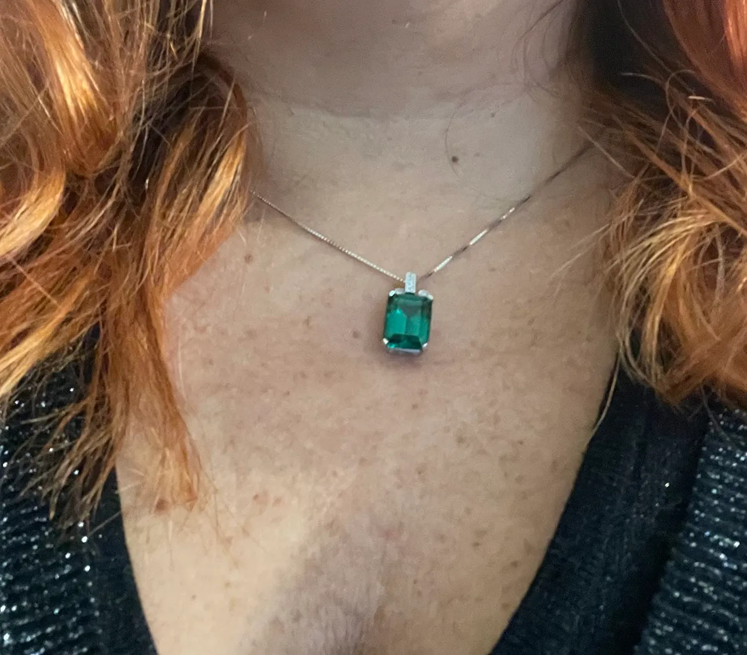 JewelryPalace 6ct Smeraldo Collana Argento 45cm Taglio Smeraldo