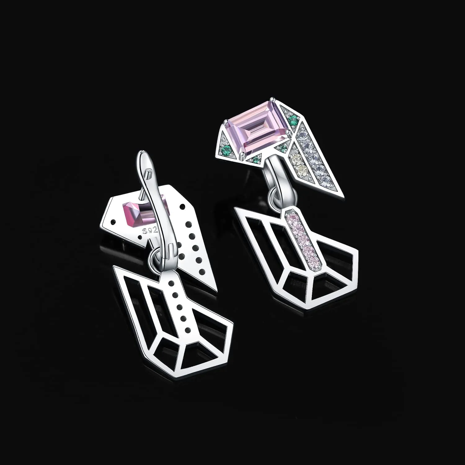 JewelryPalace Geometrici orecchini argento 925 smeraldo rosa 6.3ct