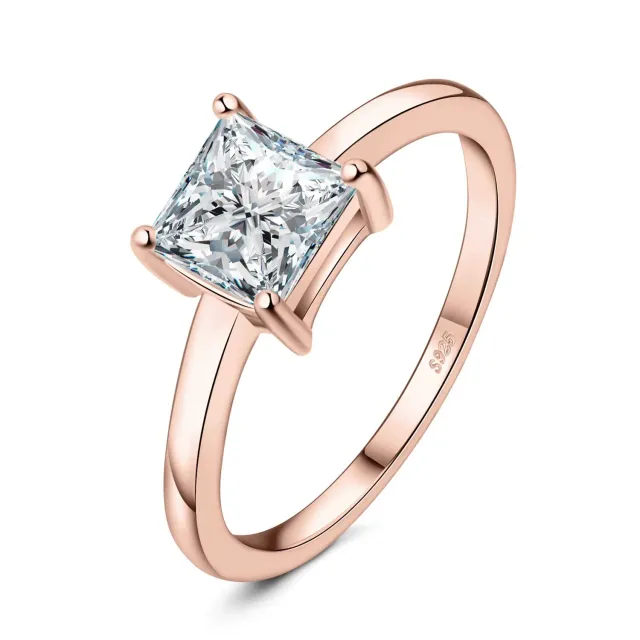 JewelryPalace Solitario 1ct Anello Argento Taglio Principessa